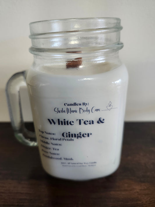 White Tea & Ginger Wood Wick Soy Candle