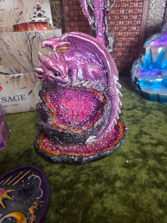 Baby Purple Dragon Back Flow  Incense Burner Led Lights