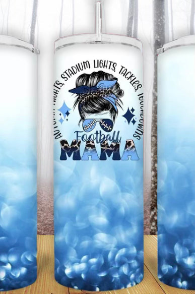 20oz Blue Football Mama Tumbler