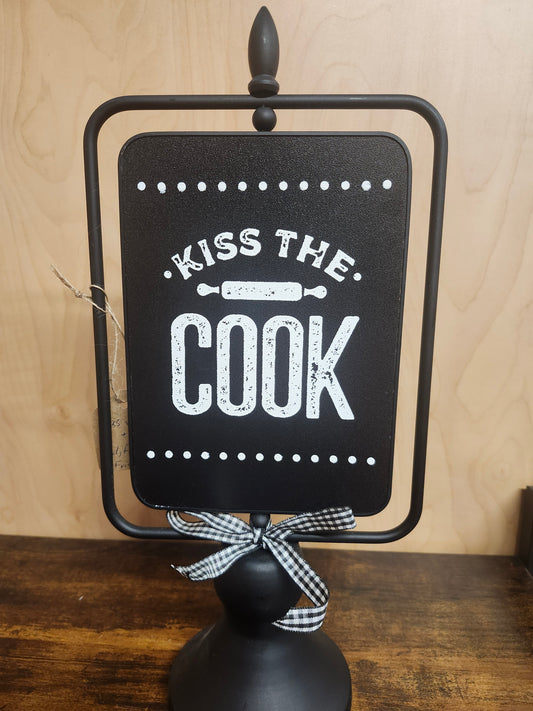 Food Family and Friends Kiss The Cook Reversible Sign