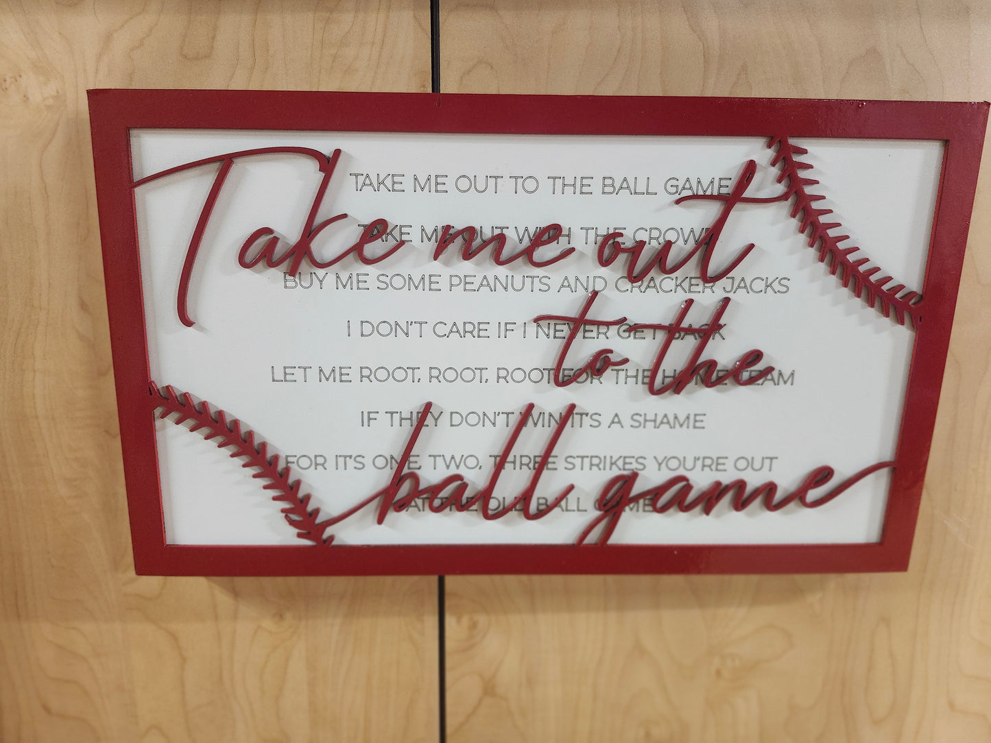 Take Me Out To The Ballgame Wood Sign