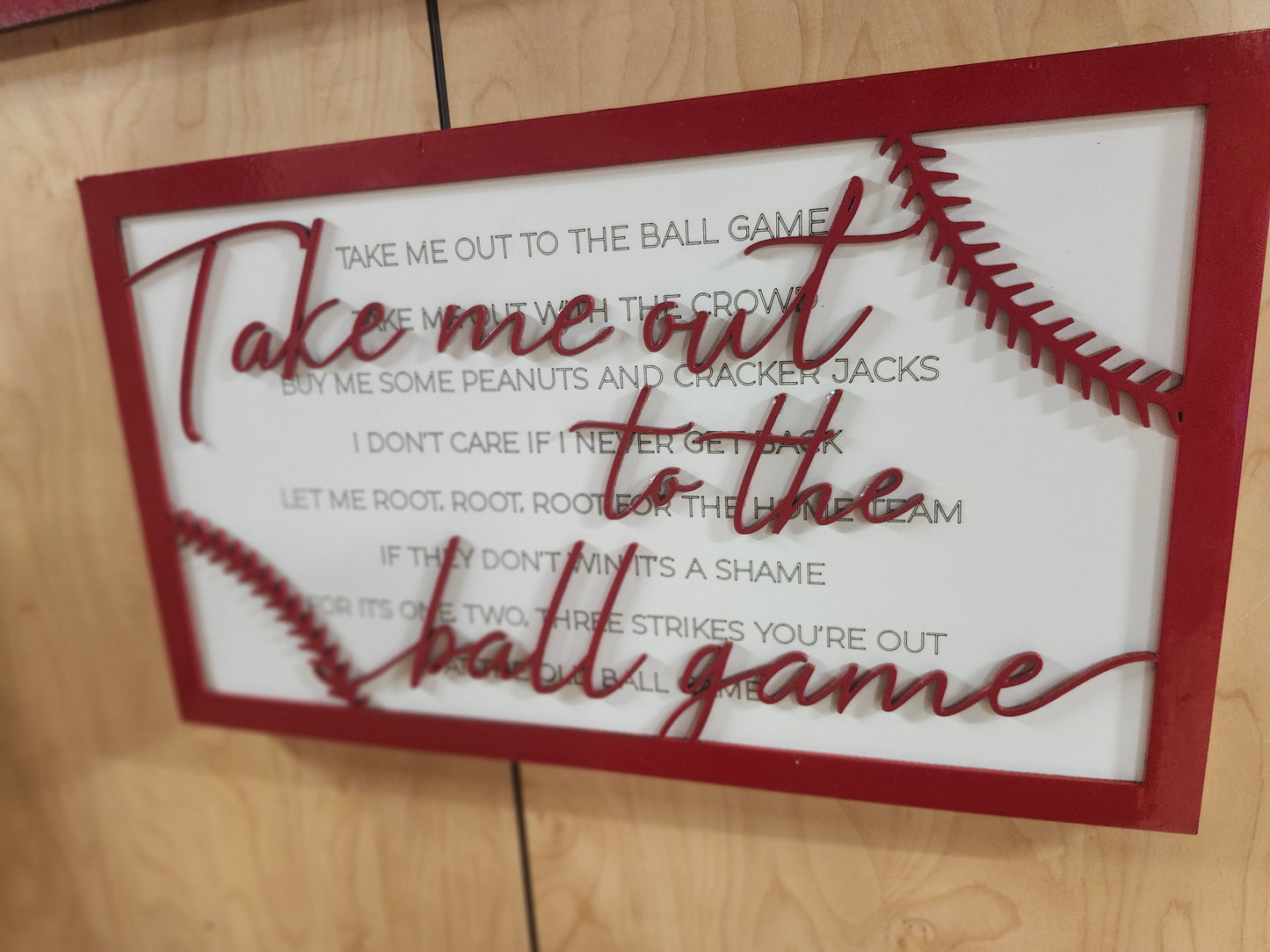 Take Me Out To The Ballgame Wood Sign