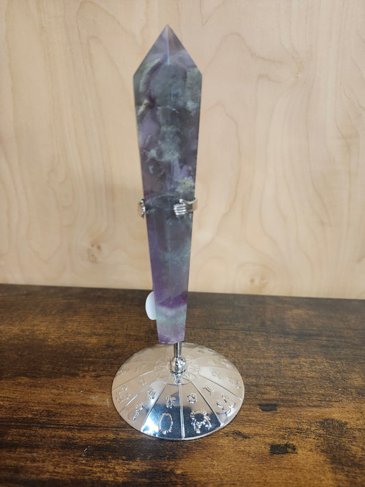 Natural Rainbow Fluorite Scepter Crystal With A Stand.